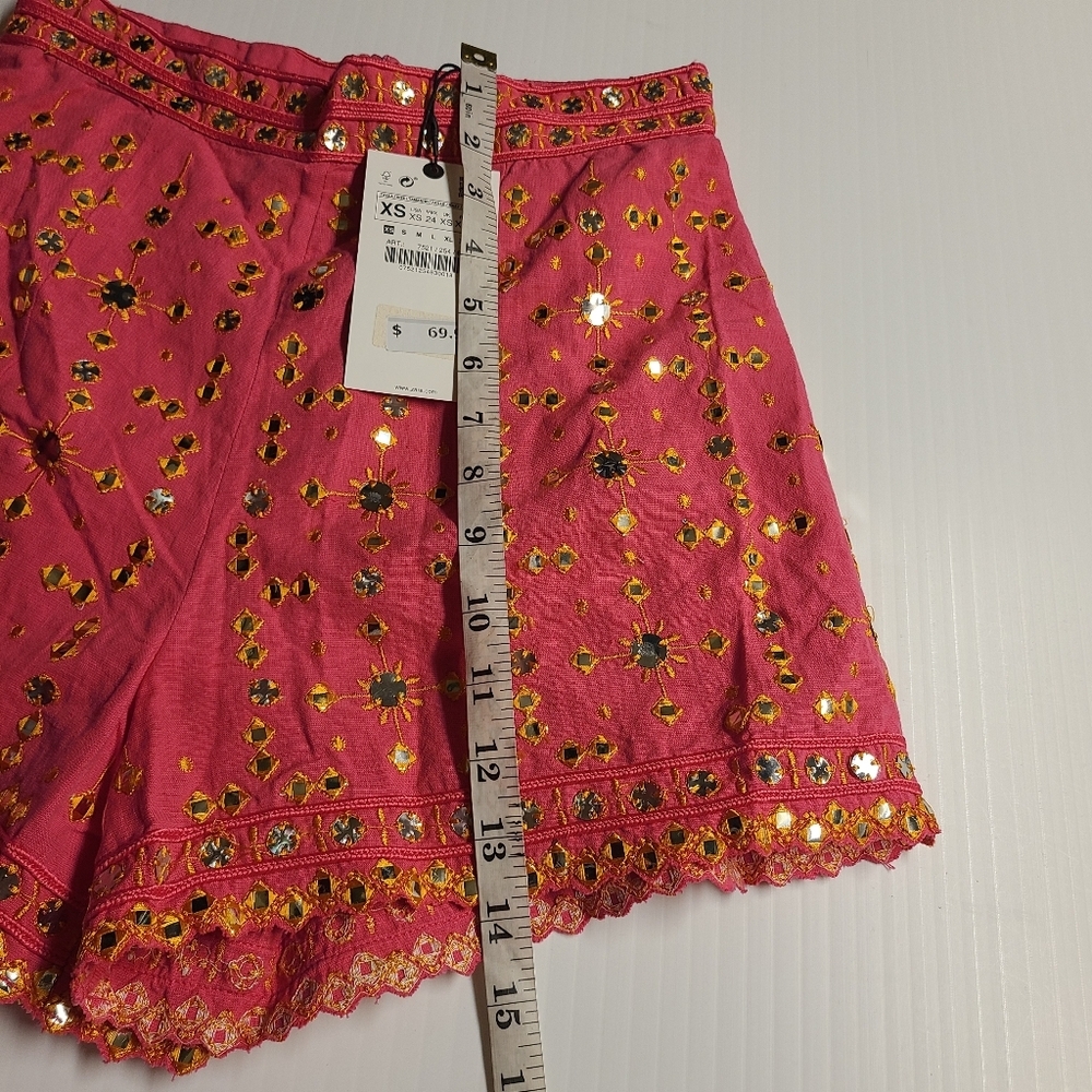 ZARA SHORTS WITH EMBROIDERY FUCHIA COLOR | 7521/254/630 Xs - Picture 12 of 14